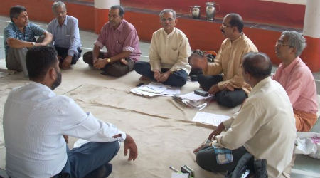 Person in charge of Mandir Mahasangh and the Temple trustee in a meeting